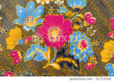 Batik sarong pattern background in Thailand, traditional batik sarong in Asian. 91726560