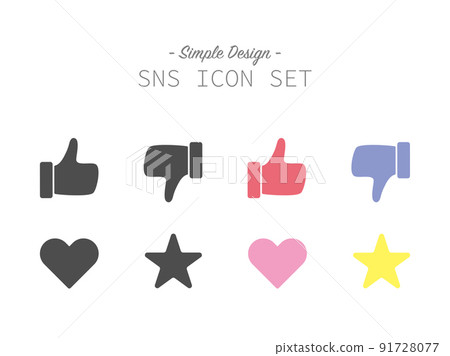 簡單時尚的 SNS 圖標插圖集 91728077