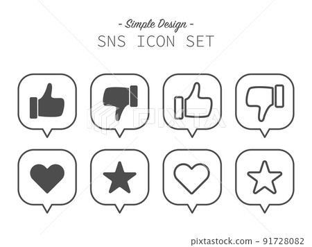 簡單時尚的 SNS 圖標插圖集 簡單時尚的 SNS 圖標插圖集 91728082