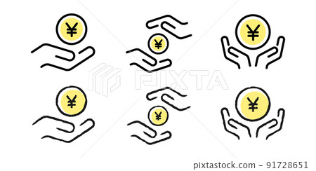 Get money with asset management Watercolor style, rough sketch vector icon illustration material set Get money with asset management Watercolor style, rough sketch vector icon illustration material set 91728651