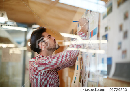 Focus on being productive instead of busy. Shot of a young businessman working on a project. 91729230