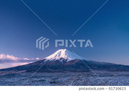 《山梨縣》冬天的雪富士山和新倉山淺間公園 《山梨縣》冬天的雪富士山和新倉山淺間公園 91730623