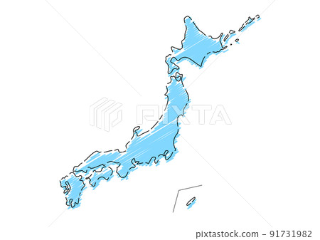 Rough hand-painted Japanese archipelago black main line light blue 91731982