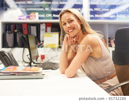 I chose the right career path. Cropped portrait of a smiling businesswoman sitting at her desk. I chose the right career path. Cropped portrait of a smiling businesswoman sitting at her desk. 91732280