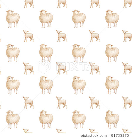 European folk farm life watercolor pattern seamless European folk farm life watercolor pattern seamless 91735370