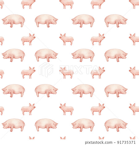 European folk farm life watercolor pattern seamless European folk farm life watercolor pattern seamless 91735371