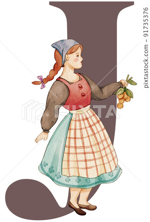 Alphabet A-Z with European folk farm life watercolor Alphabet A-Z with European folk farm life watercolor 91735376