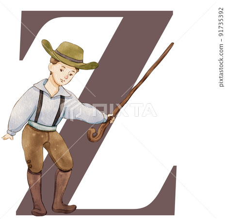 Alphabet A-Z with European folk farm life watercolor Alphabet A-Z with European folk farm life watercolor 91735392