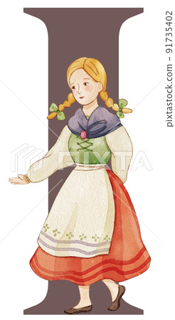 Alphabet A-Z with European folk farm life watercolor Alphabet A-Z with European folk farm life watercolor 91735402