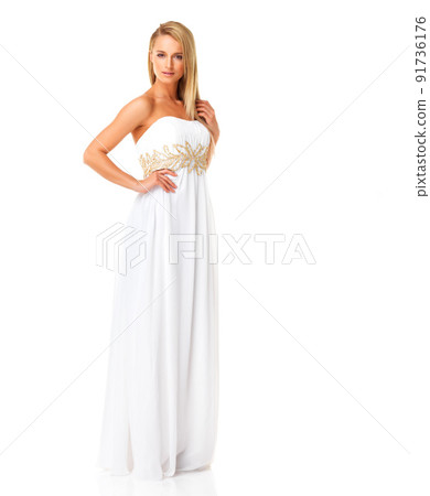 Beautiful stylish bride isolated on white. Portrait of beautiful stylish bride isolated on white background. 91736176