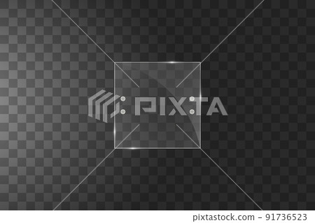 Glass plate are installed. Vector glass banner on a transparent background. Glass. Glass paintings. 91736523