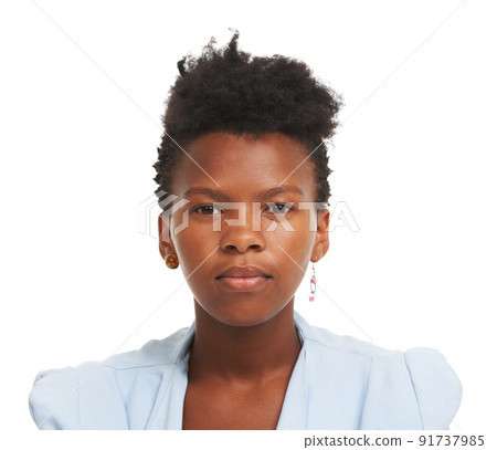 I am who I am. Studio portrait of an attractive young african woman posing against a white background. 91737985