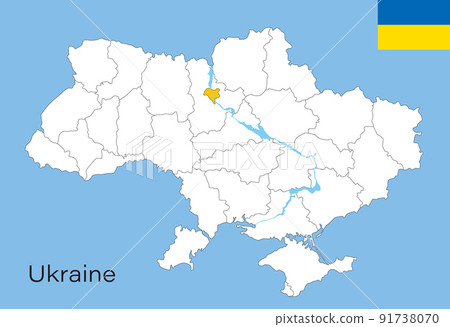 Blank map with Ukrainian borders, 24 states and Kyiv, Crimea, Sevastopol Blank map with Ukrainian borders, 24 states and Kyiv, Crimea, Sevastopol 91738070