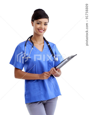 Keeping you healthy is my top priority. Studio shot of a young medical professional isolated on white. 91738809