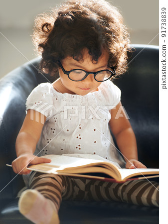 Learning as she grows. Shot of a cute little girl at home. Learning as she grows. Shot of a cute little girl at home. 91738839