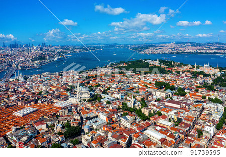 Aerial view of Istanbul city in Turkey. 91739595