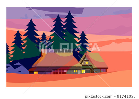 編織日本美麗的四個季節的古老民居。我表達了日本房屋的溫柔味道。作為背景或壁紙 編織日本美麗的四個季節的古老民居。我表達了日本房屋的溫柔味道。作為背景或壁紙 91741053