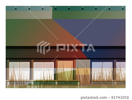 編織日本美麗的四個季節的古老民居。我表達了日本房屋的溫柔味道。作為背景或壁紙 編織日本美麗的四個季節的古老民居。我表達了日本房屋的溫柔味道。作為背景或壁紙 91741058