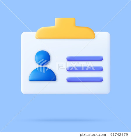 Badge with personal data 3d icon. Badge with personal data 3d icon. 91742579