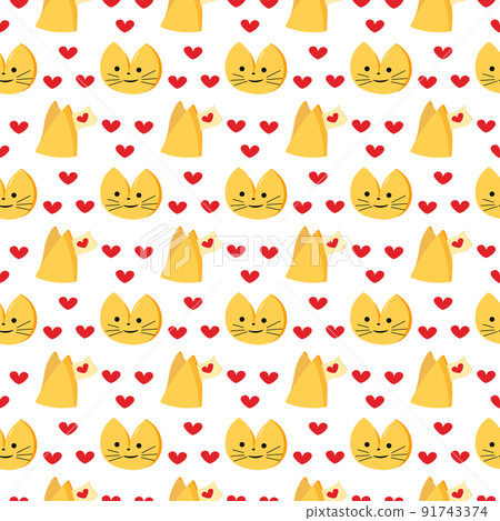 Pattern with stylized cats cookies. Chinese fortune cookies on a white background. Vector illustration. For use in decor, flyers, leaflets and brochures, fabric and wrapping paper. 91743374