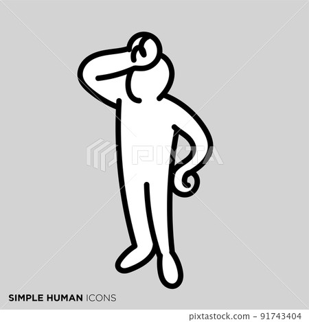 一個簡單的人姿勢插圖“抬頭的人” 91743404