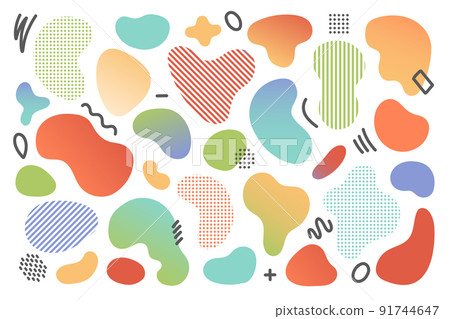 Geometric element set with abstract amoeba, vector 91744647
