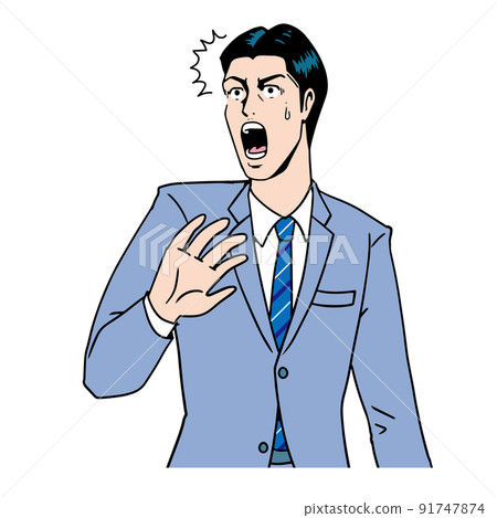 Surprised Japanese businessman with American comics touch 91747874