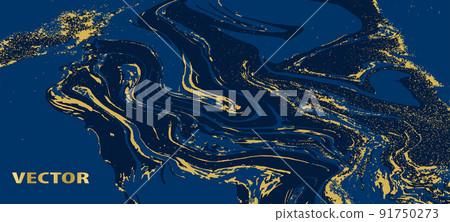 Vector marble dark blue and gold texture 91750273