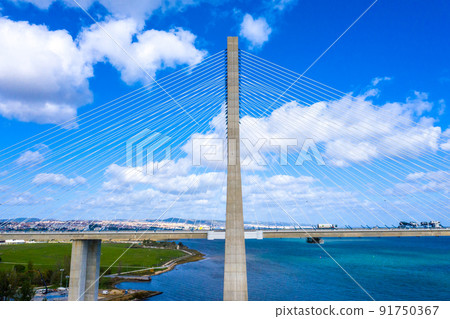 Lisbon sightseeing from above - The Vasco da Gama Bridge 91750367