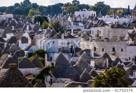 Famous landmark in Alberobello in Italy - the historic Trulli houses 91750374