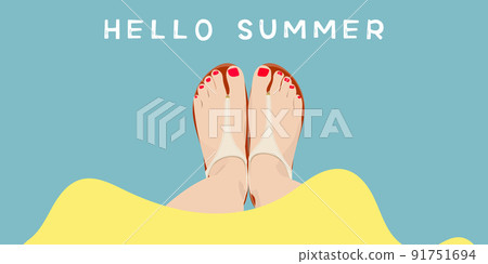 HELLO SUMMER banner for women's feet in sandals 91751694