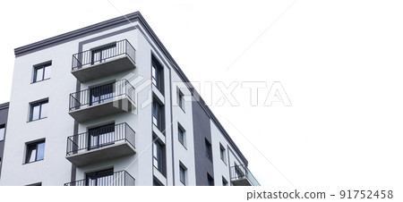 Banner of modern apartment building isolated on white background 91752458