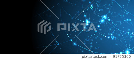 Neural network concept. Connected cells with links. High technology process. Abstract background 91755360