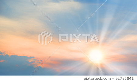 Bright clouds in the evening sky 91755841
