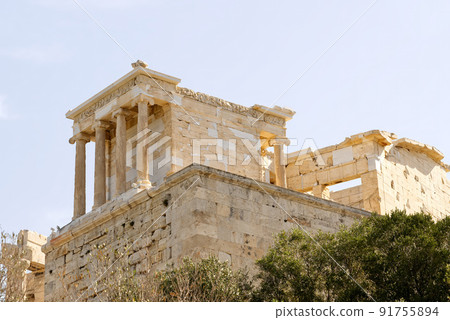 Ruins of temples on the Acropolis hill, Athens, Greece 91755894