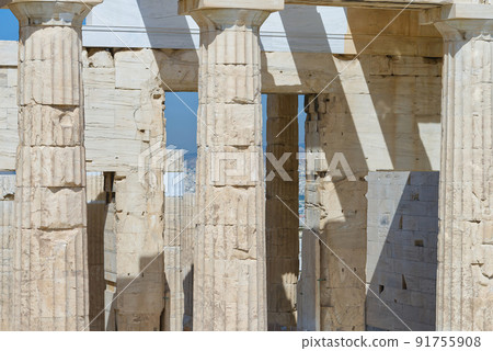 Ruins of temples on the Acropolis hill, Athens, Greece 91755908