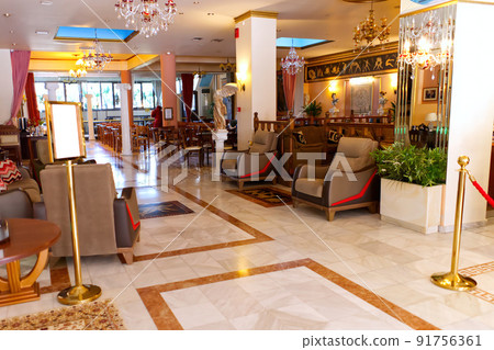 reception area. Luxury greece hotel with marble floors reception area. Luxury greece hotel with marble floors 91756361