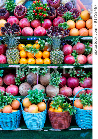 Stand with fresh fruits, Istanbul Turkey Stand with fresh fruits, Istanbul Turkey 91758467