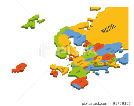 Isometric political map of Europe Isometric political map of Europe 91759395