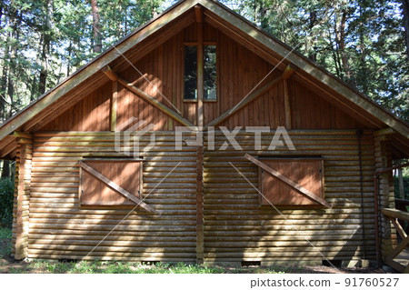 Log house forest landscape Log house forest landscape 91760527