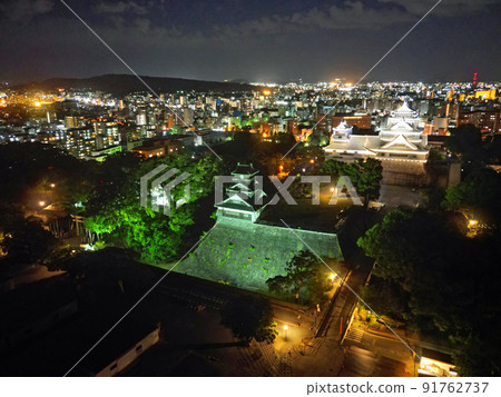 熊本城照明遠攝鳥瞰圖 91762737