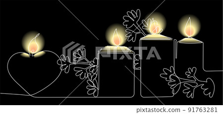 Romantic atmosphere candles with a flowers 91763281