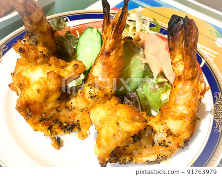 Indian food, tandoori prawn Indian food, tandoori prawn 91763979