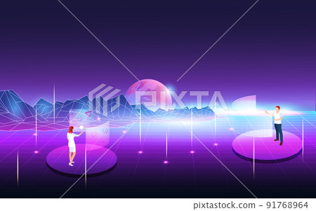 Concept of Future digital technology metaverse, colorful background. Vector illustration eps10 91768964