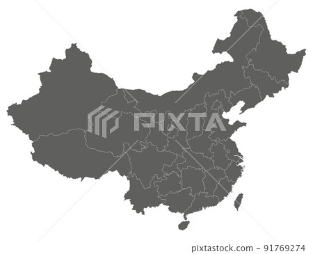 Vector blank map of China with provinces, regions and administrative divisions. Editable and clearly labeled layers. 91769274