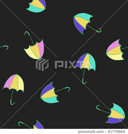 Umbrella icon vector illustration. Seamless pattern. Hand drawn colorful design 91770664