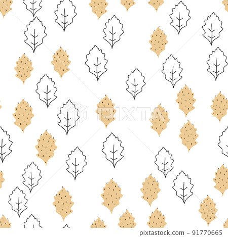 Fall leaf vector illustration. Seamless pattern. Hand drawn colorful design 91770665