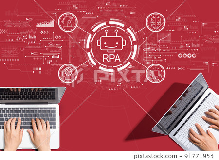 Robotic Process Automation theme with people working together 91771953