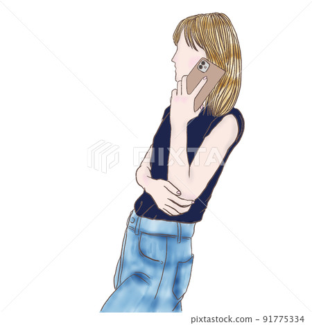 Smartphone female phone - Stock Illustration [91775334] - PIXTA