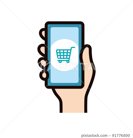 Icon_Smartphone_Hand_Shopping cart - Stock Illustration [91776800] - PIXTA